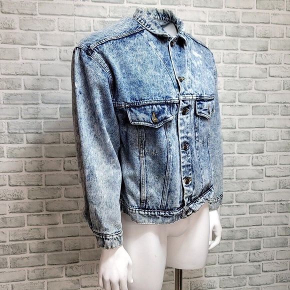 Vintage 90s Canyon River Blues Size L Acid Wash Denim Jean Jacket - Picture 3 of 11